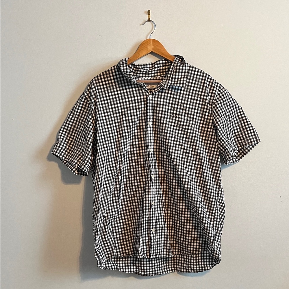 GAP Men's Black and White Gingham Shirt